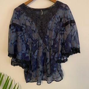 Free people boho indigo peplum top